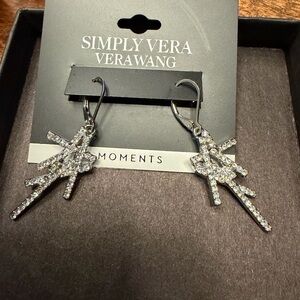 Simply Vera Vera Wang Silver Crystal Ribbon Drop Earrings NWT